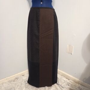 Vintage Colorblock Wool Wrap Maxi Skirt Size 10
